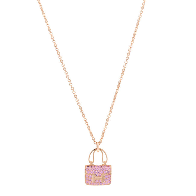 18K Rose Gold Pink Sapphire Constance Amulettes Pendant Necklace Hover Image