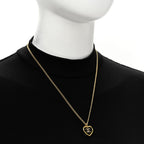 Metal Resin Crystal CC Heart Necklace Gold Black
