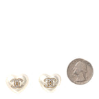 Pearl Crystal CC Heart Earrings Gold