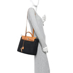 Toile Vache Calfskin Herbag 30 PM Black Natural