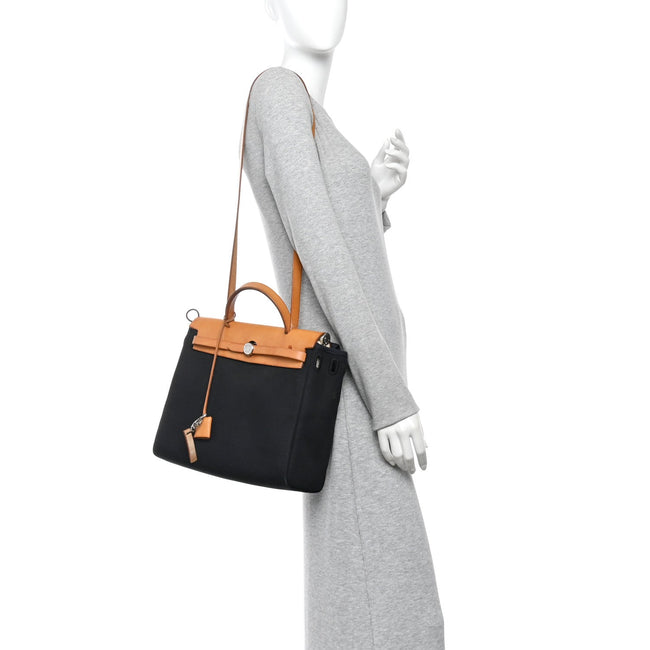 Toile Vache Calfskin Herbag 30 PM Black Natural Main Image