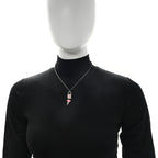 Enamel CC Padlock Heart Key Necklace  Silver Rose Salmon
