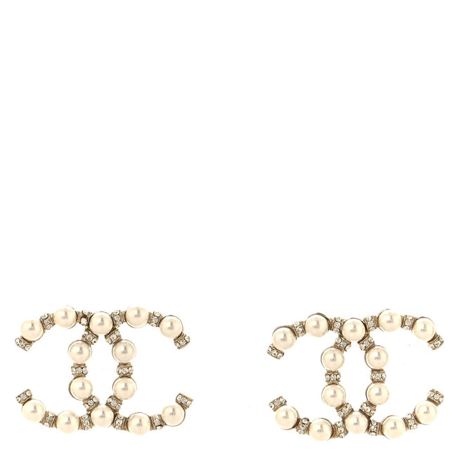 Pearl Crystal Nefertiti CC Earrings Gold Hover Image