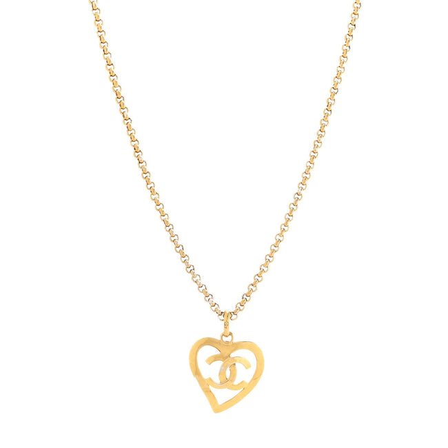 CC Heart Chain Pendant Necklace Gold Hover Image