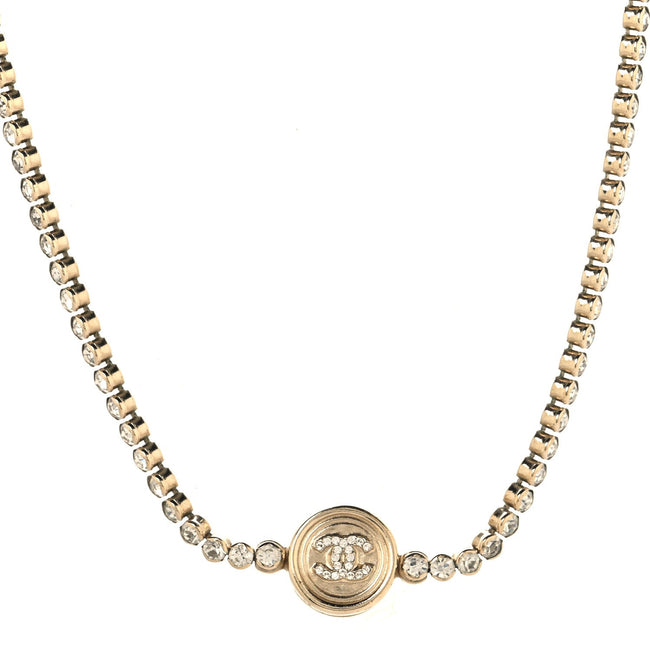 Crystal CC Chain Short Necklace Gold Hover Image