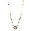 Metal Enamel Pearl CC Necklace Gold Black White