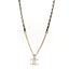 Lambskin Crystal CC Chain Pendant Necklace Black Gold