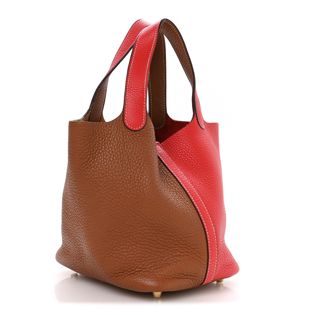 Taurillon Clemence Picotin Lock Picotin 18 PM Rouge De Coeur Gold