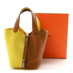 Taurillon Clemence Casaque Picotin Lock 18 PM Lime Sesame
