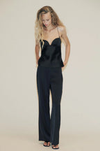 Black Satin Corset Cami Top