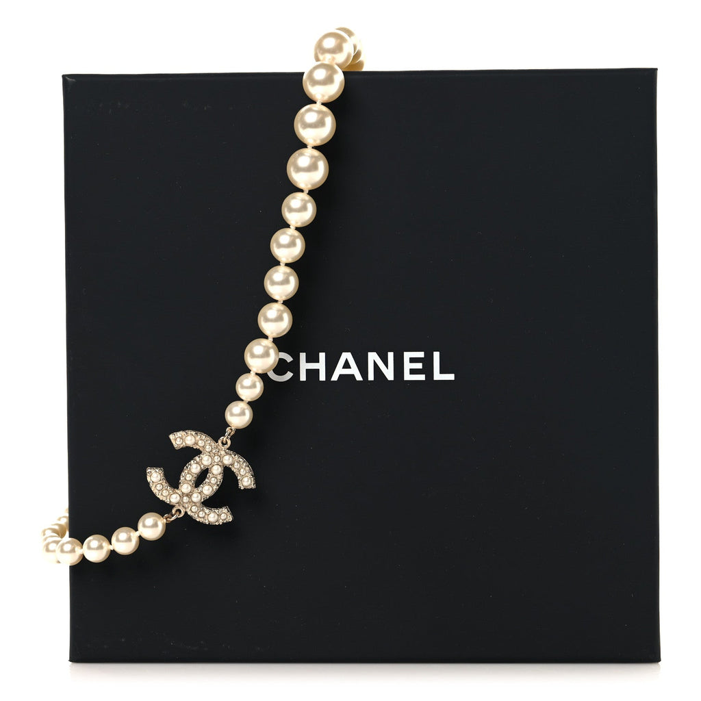 Pearl CC 100th Anniversary Necklace Light Gold