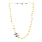 Pearl Crystal CC Short Necklace Gold Black