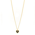 Metal Resin Crystal CC Heart Necklace Gold Black