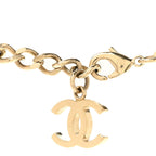 Lambskin Crystal CC Chain Pendant Necklace Black Gold