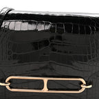 Shiny Alligator Mini Sac Roulis Black