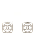 Metal Square CC Earrings Silver