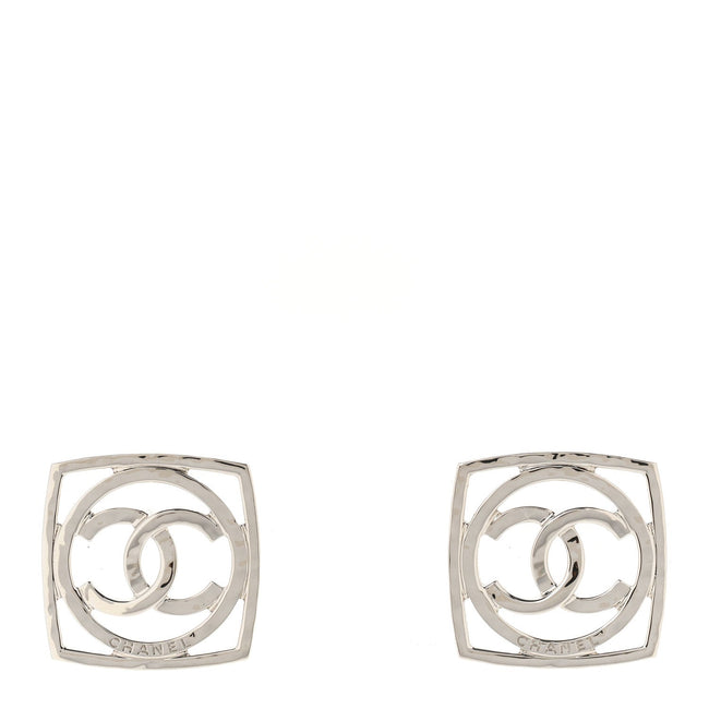 Metal Square CC Earrings Silver Hover Image