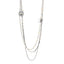 Glass Pearl Crystal CC Leaf Multi Strand Long Necklace Ruthenium