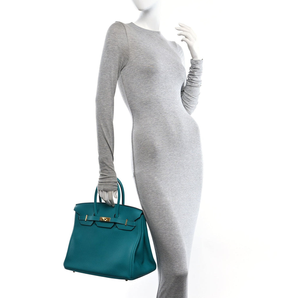 Taurillon Clemence Birkin 35 Bleu Paon