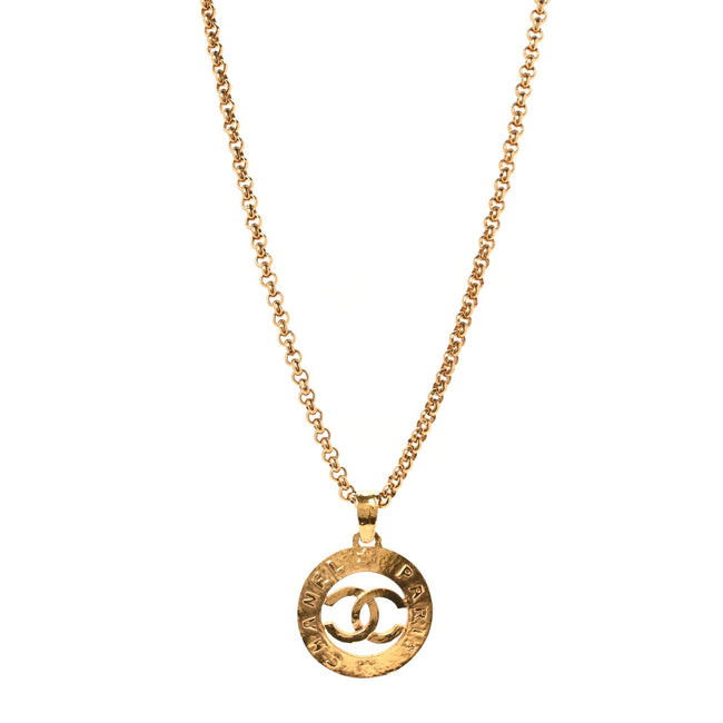 CC Chain Pendant Long Necklace Gold Hover Image