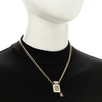 Pearl Resin Crystal CC No 5 Perfume Bottle Necklace Gold Pearly White