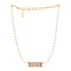 Metal Marble CC Chain Choker Necklace Gold White Gray