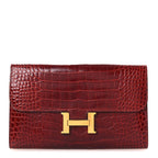 Shiny Alligator Constance Long Wallet Rouge Vif