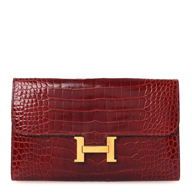 Shiny Alligator Constance Long Wallet Rouge Vif Hover Image