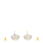 Resin Metal CC Stud Earrings Silver Pearly White