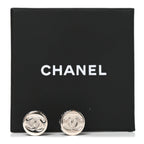 Metal Round CC Earrings Silver