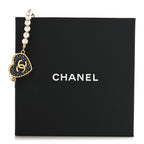 Metal Denim CC Heart Bracelet Gold Blue Pearly White