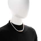 Metal Marble CC Chain Choker Necklace Gold White Gray