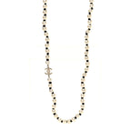 Pearl Grosgrain CC Long Necklace Gold