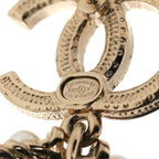 Crystal Pearl Chanel Charms CC Drop Earrings Gold