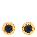 Gripoix Quilted Clip On Earrings Gold Blue