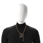 Metal Resin CC Star Chain Logo Necklace Gold Black