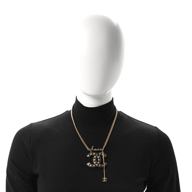 Metal Resin CC Star Chain Logo Necklace Gold Black Main Image