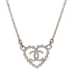 Crystal CC Heart Necklace Silver