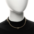 Metal Crystal Bead Chain Link CC Choker Necklace Gold