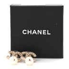 Crystal Pearl CC Drop Earrings Gold