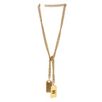 Metal ID Dog Tag Charm Necklace Gold