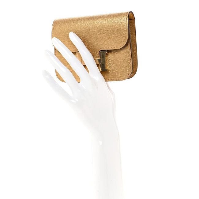 Metallic Chevre Chamkilight Constance Slim Wallet Dore Main Image
