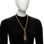 Metal ID Dog Tag Charm Necklace Gold