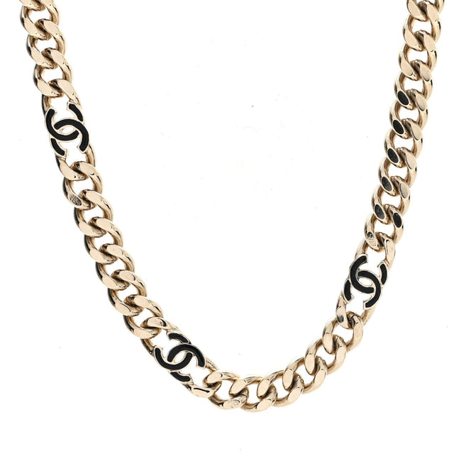 Metal Enamel Chain CC Choker Gold Black Hover Image