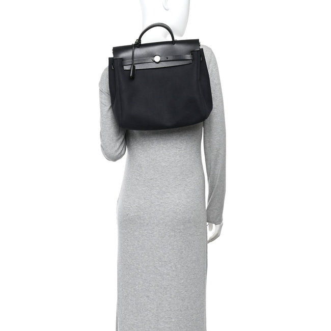 Toile Vache Calfskin Herbag 30 PM Backpack Black Main Image