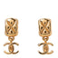 Metal CC Drop Earrings Gold