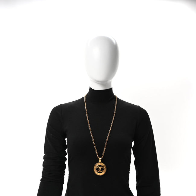 CC Chain Pendant Long Necklace Gold Main Image