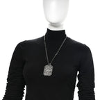 Crystal Strass CC Pendant Necklace Silver