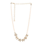 Pearl Crystal CC Logo Choker Necklace Gold