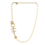 Pearl Crystal CC X Choker Necklace Gold White